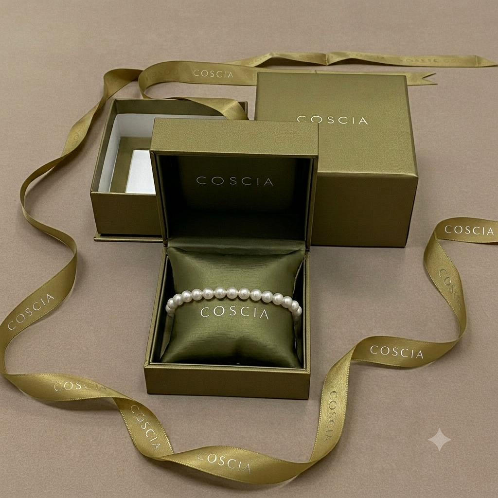 Cofanetto regalo COSCIA con bracciale di perle per compleanno