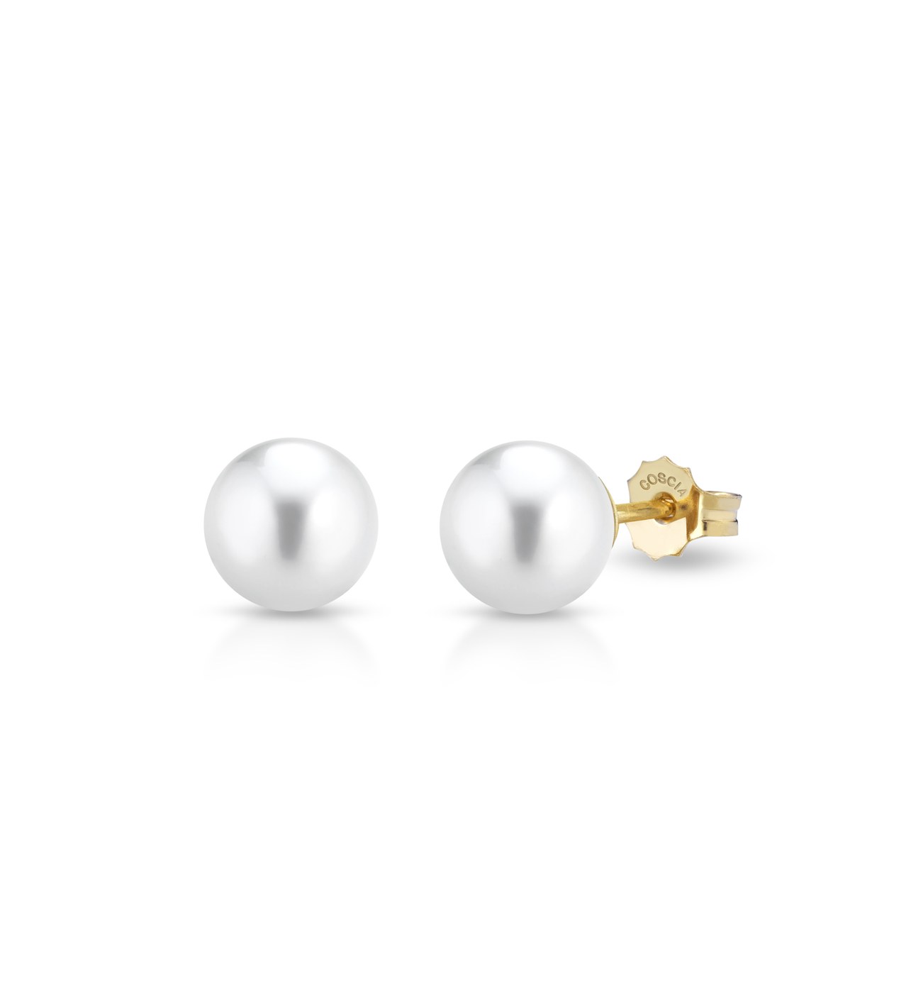 Orecchini a pressione solo oro giallo 18 Kt — perle Akoya COSCIA