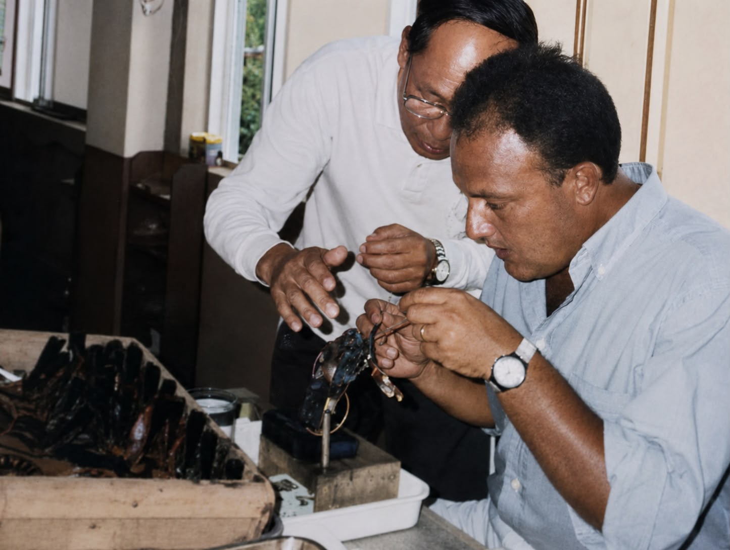 Atelier della Maison COSCIA con perle in lavorazione
